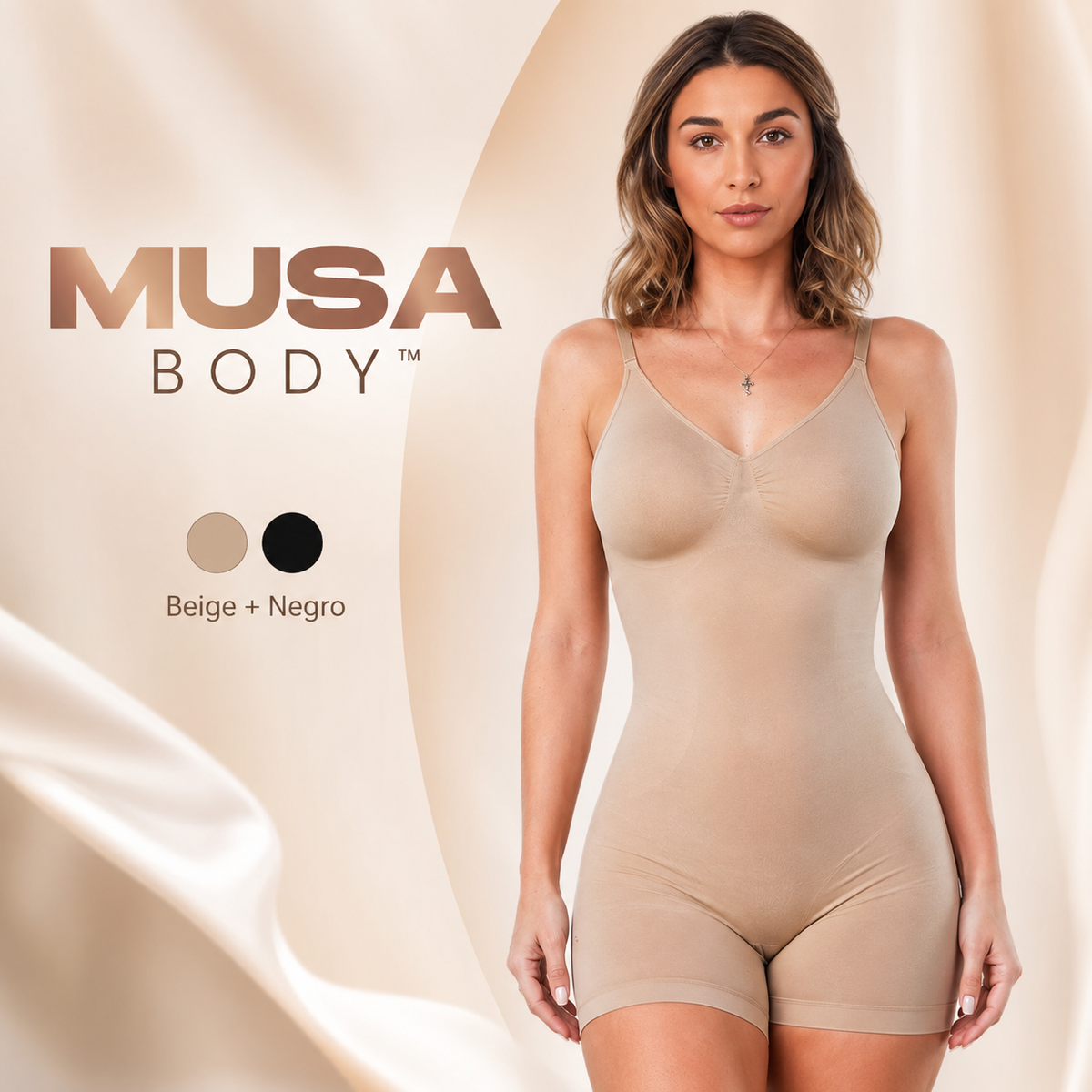 MUSA BODY™ Fullbody beige y negro – Body modelador de control suave